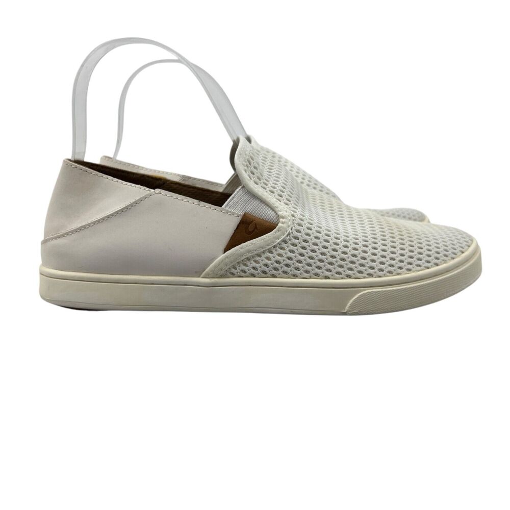 Olukai Womens 8.5 Shoes White Pehuea Slip On Lightweight Mesh Breathable Loafer